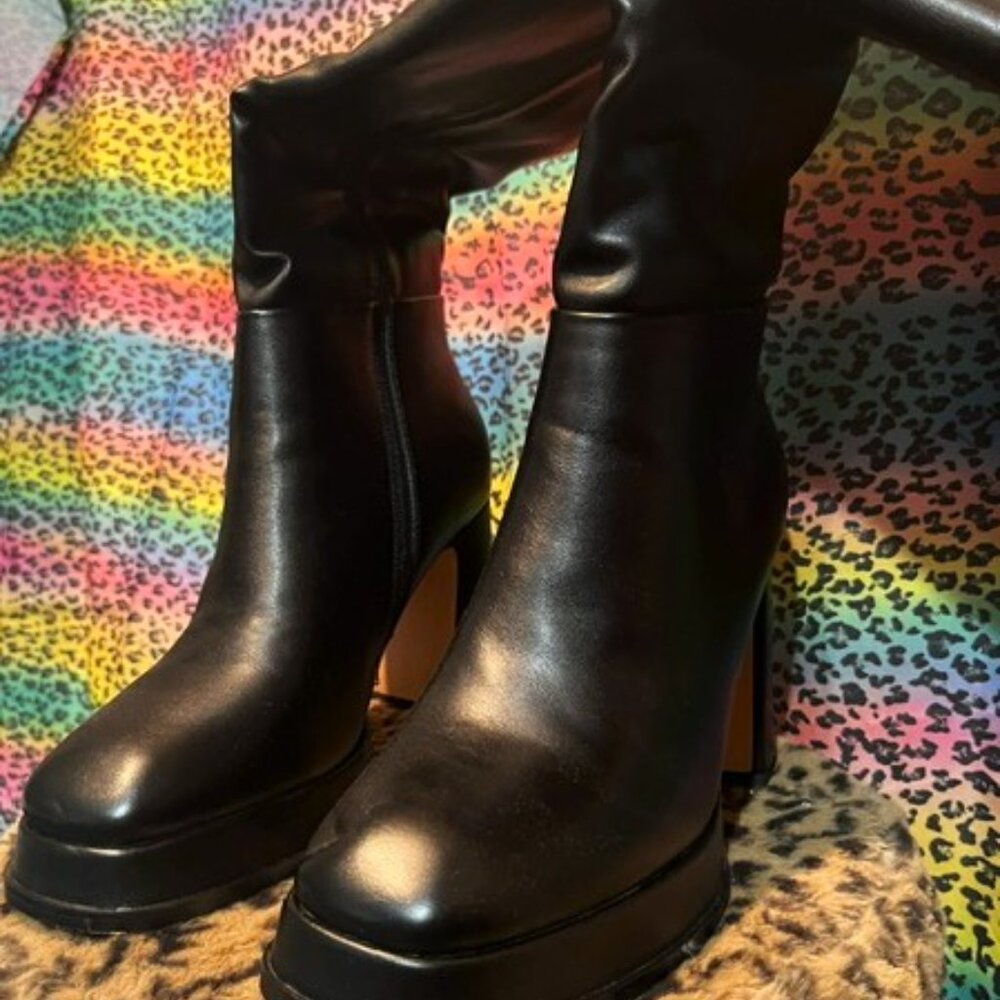 Black platform boots